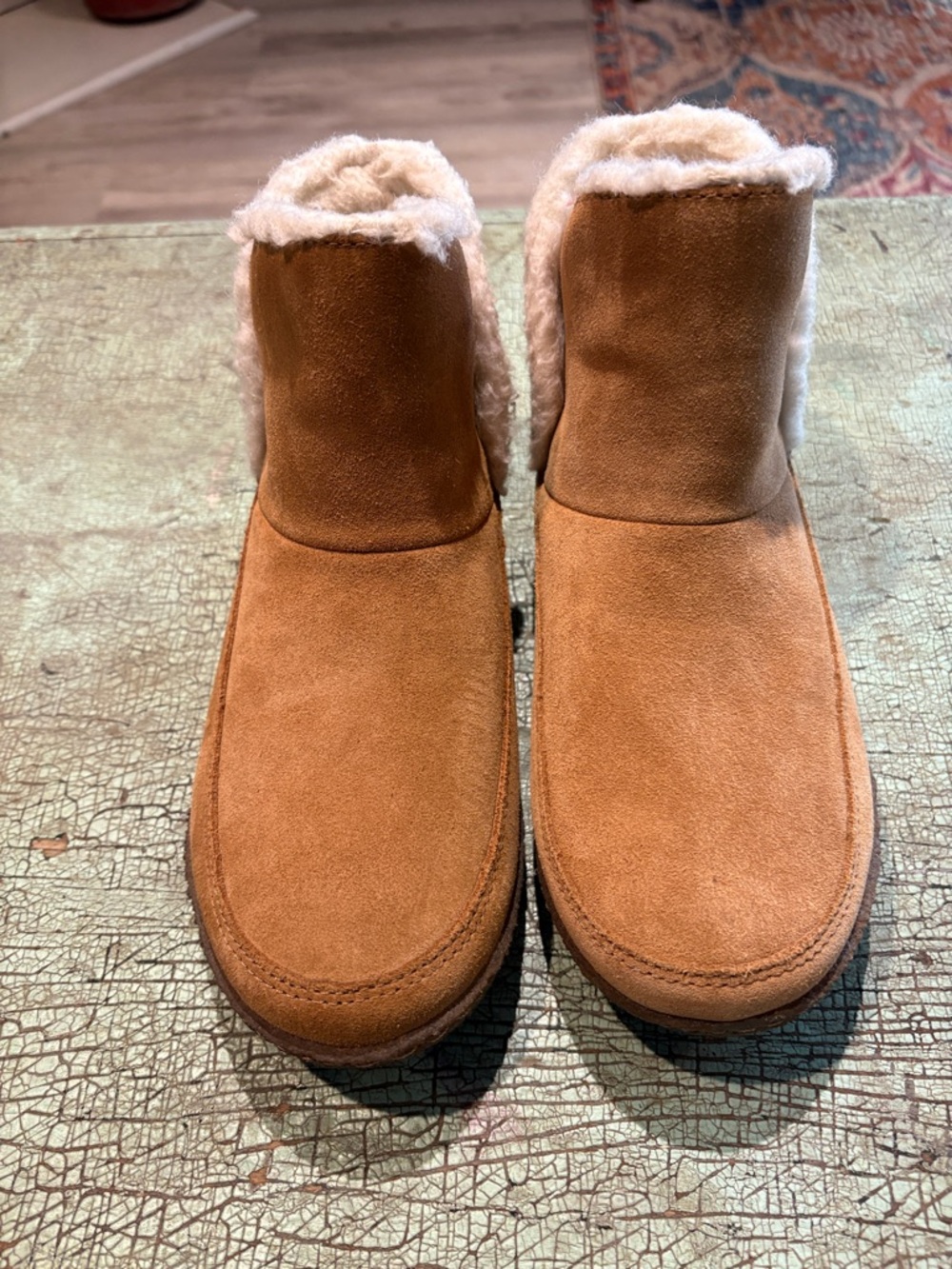 Sorel Nakiska Cozy II Suede Slipper Bootie Tan Shearling Size 6 - Picture 3 of 6